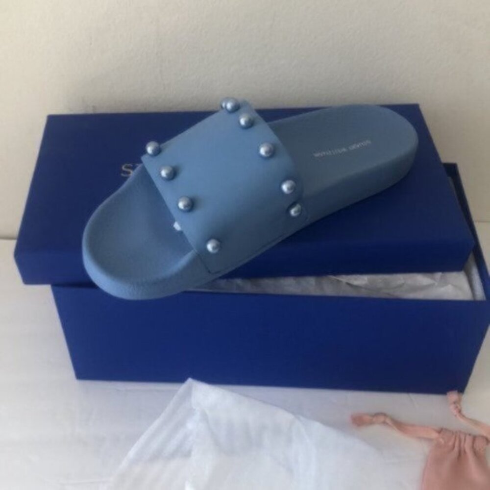 Stuart Weitzman Studded Leather Slides Sandals Mu… - image 7